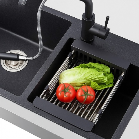 OCIEKACZ DO NACZYŃ TELESKOPOWY DO ZLEWU KUCHENNEGO ZLEWOZMYWAKA CZARNY