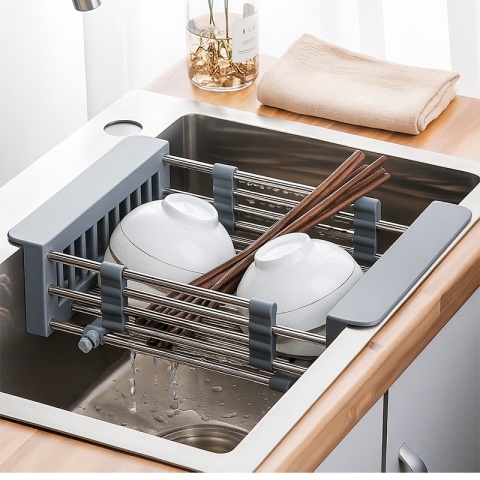 OCIEKACZ DO NACZYŃ TELESKOPOWY DO ZLEWU KUCHENNEGO ZLEWOZMYWAKA SZARY