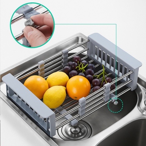 OCIEKACZ DO NACZYŃ TELESKOPOWY DO ZLEWU KUCHENNEGO ZLEWOZMYWAKA SZARY