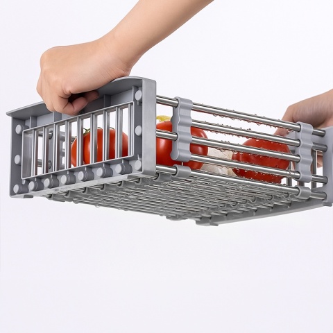 OCIEKACZ DO NACZYŃ TELESKOPOWY DO ZLEWU KUCHENNEGO ZLEWOZMYWAKA SZARY