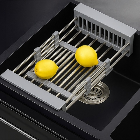 OCIEKACZ DO NACZYŃ TELESKOPOWY DO ZLEWU KUCHENNEGO ZLEWOZMYWAKA SZARY