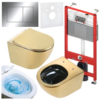 ZESTAW PODTYNKOWY WC STELAŻ TECE MISKA FLOW-GL-BL-TR-03 PRZYCISK TC-9240401 CHROM