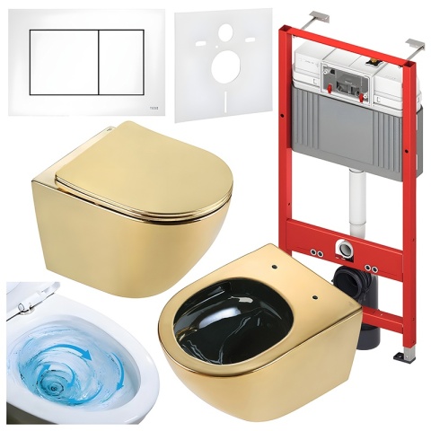 ZESTAW PODTYNKOWY WC STELAŻ TECE MISKA FLOW-GL-BL-TR-03 PRZYCISK TC-9240417 BIAŁY MAT