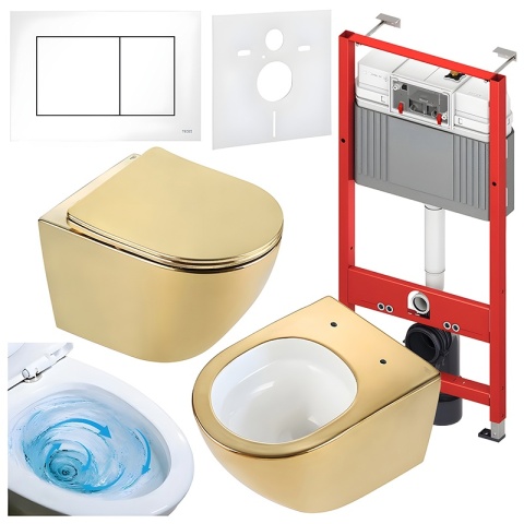 ZESTAW PODTYNKOWY WC STELAŻ TECE MISKA FLOW-GL-WH-TR-03 PRZYCISK TC-9240400 BIAŁY POŁYSK