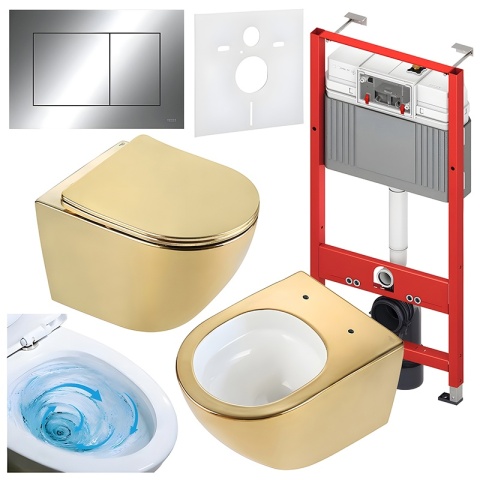 ZESTAW PODTYNKOWY WC STELAŻ TECE MISKA FLOW-GL-WH-TR-03 PRZYCISK TC-9240401 CHROM