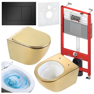 ZESTAW PODTYNKOWY WC STELAŻ TECE MISKA FLOW-GL-WH-TR-03 PRZYCISK TC-9240407 CZARNY MAT