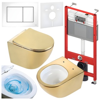 ZESTAW PODTYNKOWY WC STELAŻ TECE MISKA FLOW-GL-WH-TR-03 PRZYCISK TC-9240417 BIAŁY MAT