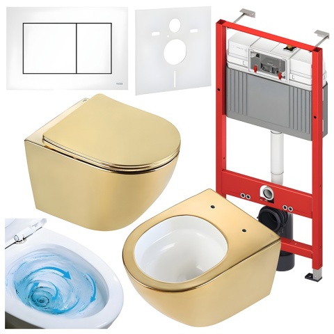 ZESTAW PODTYNKOWY WC STELAŻ TECE MISKA FLOW-GL-WH-TR-03 PRZYCISK TC-9240417 BIAŁY MAT