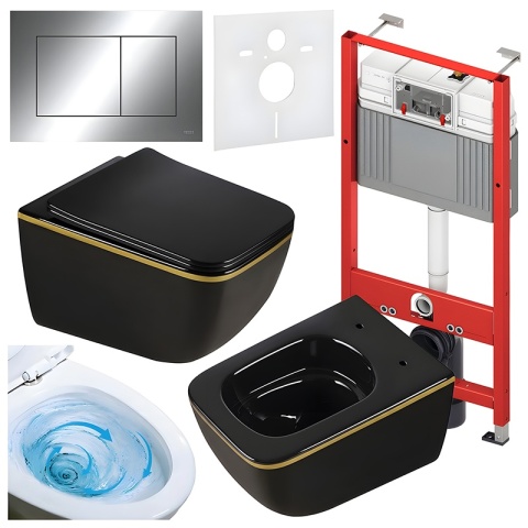 ZESTAW PODTYNKOWY WC STELAŻ TECE MISKA YUZU-BL-GL-TR-03 PRZYCISK TC-9240401 CHROM