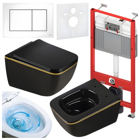 ZESTAW PODTYNKOWY WC STELAŻ TECE MISKA YUZU-BL-GL-TR-03 PRZYCISK TC-9240417 BIAŁY MAT