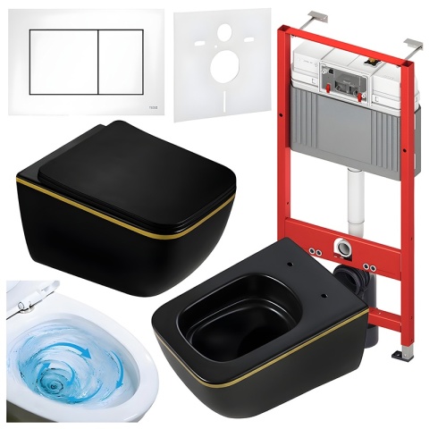 ZESTAW PODTYNKOWY WC STELAŻ TECE MISKA YUZU-MTB-GL-TR-03 PRZYCISK TC-9240400 BIAŁY POŁYSK