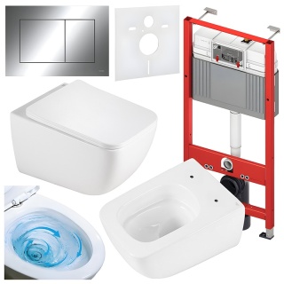 ZESTAW PODTYNKOWY WC STELAŻ TECE MISKA YUZU-WH-TR-03 PRZYCISK TC-9240401 CHROM