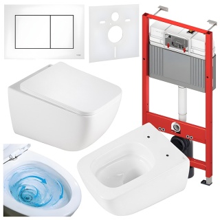 ZESTAW PODTYNKOWY WC STELAŻ TECE MISKA YUZU-WH-TR-03 PRZYCISK TC-9240417 BIAŁY MAT