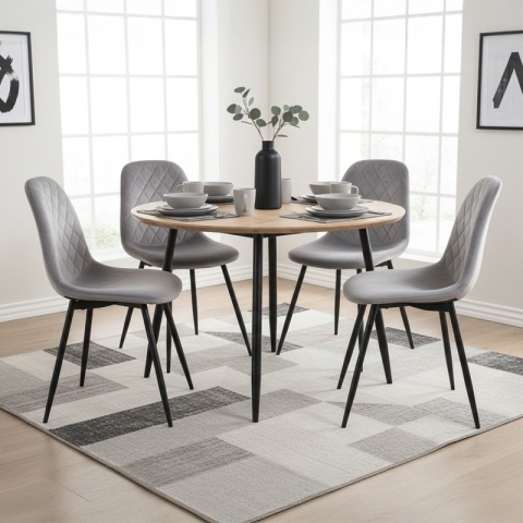 FOTEL KRZESŁO WELUROWE TAPICEROWANE CAMA SZARE NOGI CZARNE