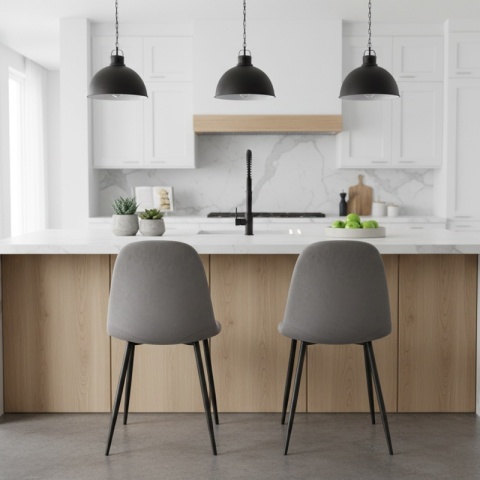 FOTEL KRZESŁO WELUROWE TAPICEROWANE CAMA SZARE NOGI CZARNE