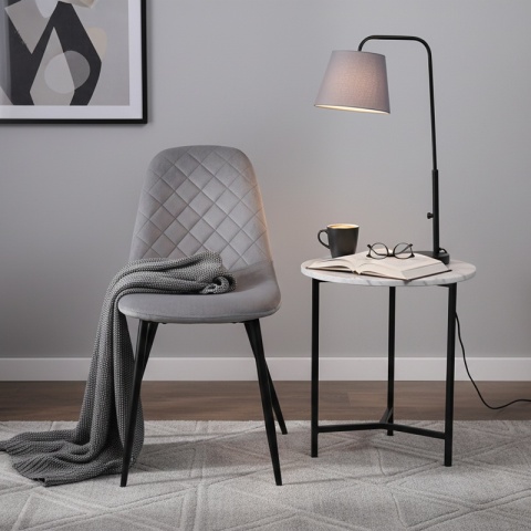 FOTEL KRZESŁO WELUROWE TAPICEROWANE CAMA SZARE NOGI CZARNE