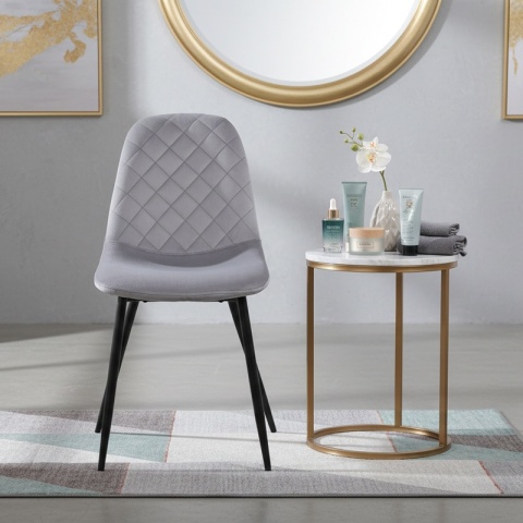 FOTEL KRZESŁO WELUROWE TAPICEROWANE CAMA SZARE NOGI CZARNE