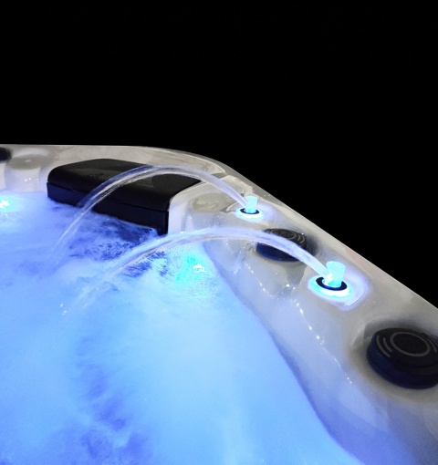 JACUZZI OGRODOWE WANNA SPA347 BIAŁY MARMUR OBUDOWA ANTRACYT 230x230 CM