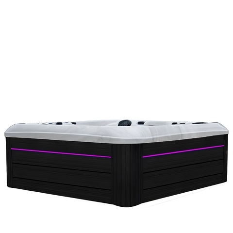 JACUZZI OGRODOWE WANNA SPA347 BIAŁY MARMUR OBUDOWA ANTRACYT 230x230 CM