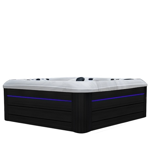 JACUZZI OGRODOWE WANNA SPA347 BIAŁY MARMUR OBUDOWA ANTRACYT 230x230 CM