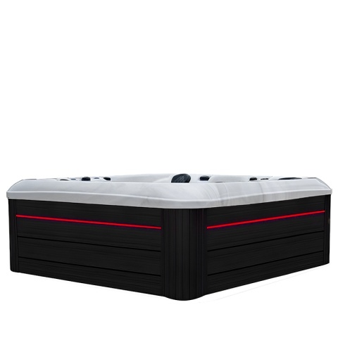 JACUZZI OGRODOWE WANNA SPA347 BIAŁY MARMUR OBUDOWA ANTRACYT 230x230 CM