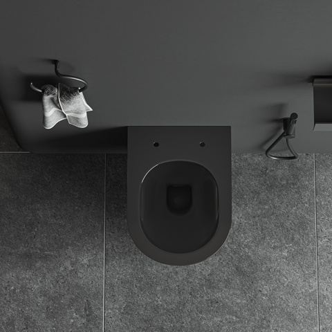 MISKA WC WISZĄCA RIMLESS LUMA-BL-GL-RIM-03 CZARNA DESKA WOLNOOPADAJĄCA DUROPLAST