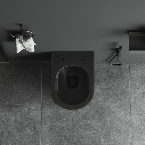 MISKA WC WISZĄCA RIMLESS LUMA-MTB-GL-RIM-03 CZARNY MAT DESKA WOLNOOPADAJĄCA DUROPLAST