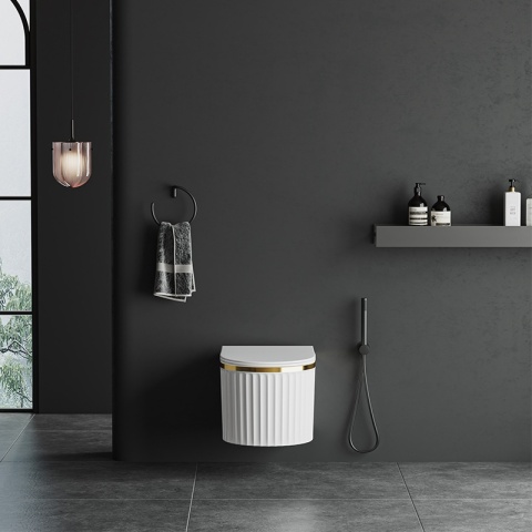 MISKA WC WISZĄCA RIMLESS LUMA-WH-GL-RIM-03 BIAŁA DESKA WOLNOOPADAJĄCA DUROPLAST