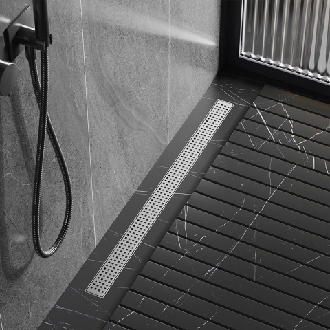 ODPŁYW LINIOWY 70 CM INOX NISKI SYFON WYSOKA PRZEPUSTOWOŚĆ DL01 QUBE