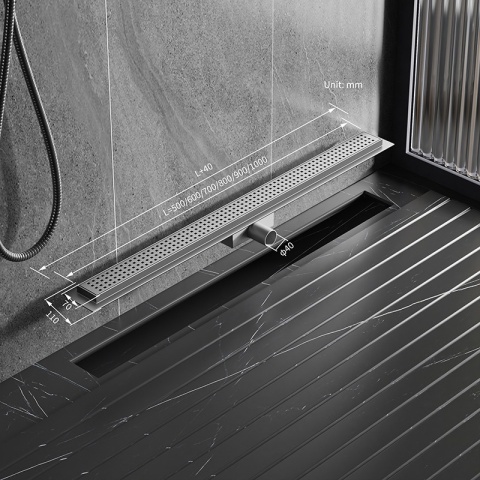 ODPŁYW LINIOWY 80 CM INOX NISKI SYFON WYSOKA PRZEPUSTOWOŚĆ DL01 QUBE