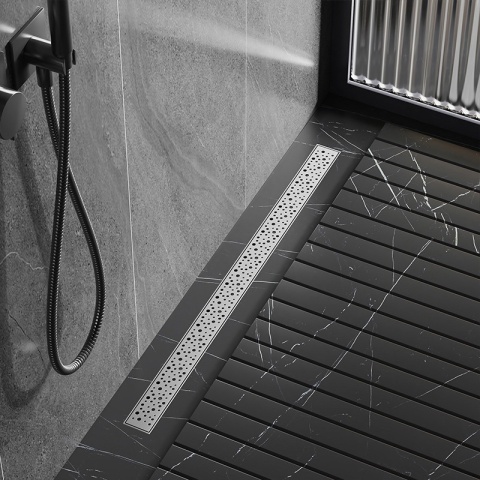 ODPŁYW LINIOWY 80 CM INOX NISKI SYFON WYSOKA PRZEPUSTOWOŚĆ DL01 WAVE