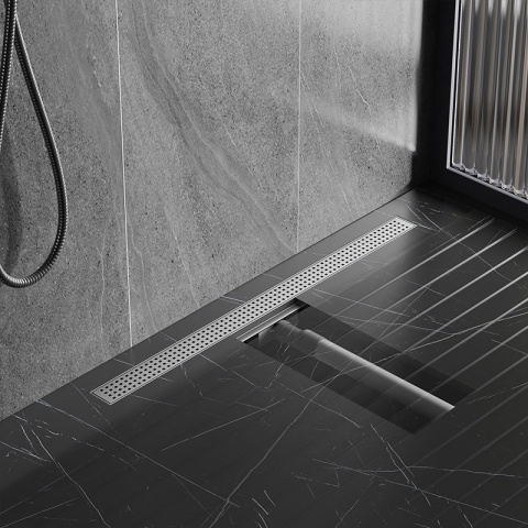 ODPŁYW LINIOWY 90 CM INOX NISKI SYFON WYSOKA PRZEPUSTOWOŚĆ DL01 QUBE