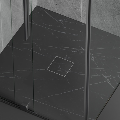 ODPŁYW LINIOWY KWADRATOWY 10x10 CM CZARNY NISKI SYFON 360 DL07 FIX G1