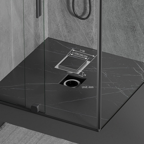 ODPŁYW LINIOWY KWADRATOWY 10x10 CM INOX OBROTOWY NISKI SYFON 360 DL07 FIX