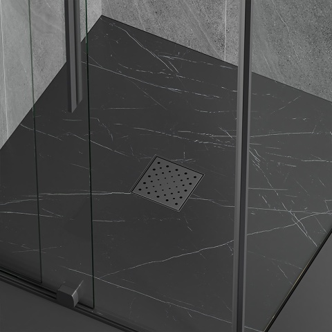 ODPŁYW LINIOWY KWADRATOWY 15x15 CM CZARNY WYSOKA PRZEPUSTOWOŚĆ DL06 CIRCLE