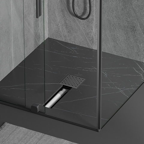 ODPŁYW LINIOWY KWADRATOWY 15x15 CM CZARNY WYSOKA PRZEPUSTOWOŚĆ DL06 CIRCLE