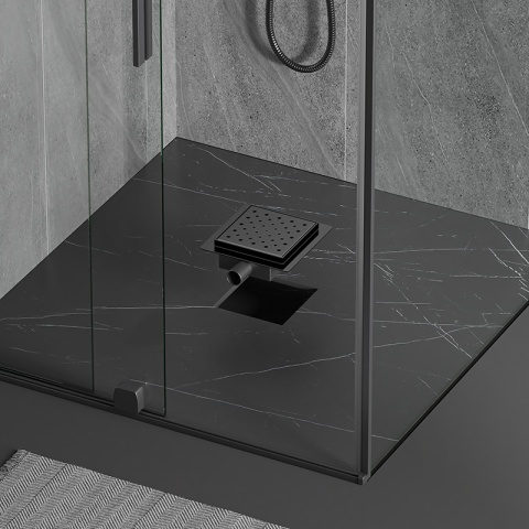 ODPŁYW LINIOWY KWADRATOWY 15x15 CM CZARNY WYSOKA PRZEPUSTOWOŚĆ DL06 CIRCLE