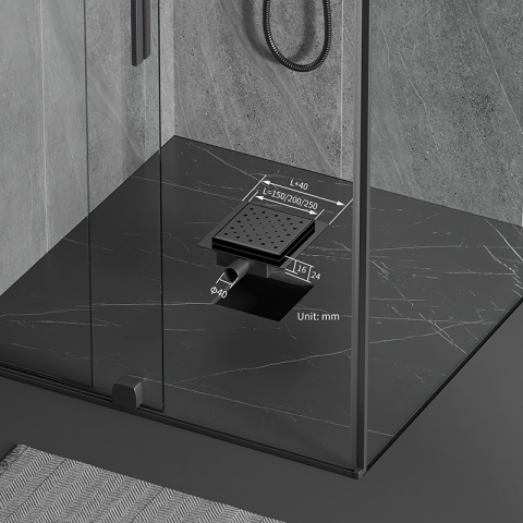 ODPŁYW LINIOWY KWADRATOWY 15x15 CM CZARNY WYSOKA PRZEPUSTOWOŚĆ DL06 CIRCLE