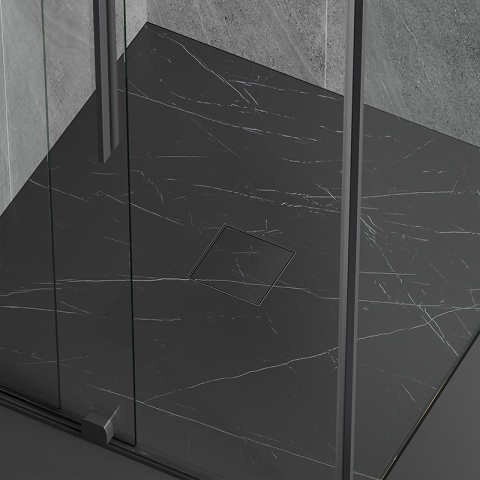 ODPŁYW LINIOWY KWADRATOWY 15x15 CM CZARNY WYSOKA PRZEPUSTOWOŚĆ DL06 FIX