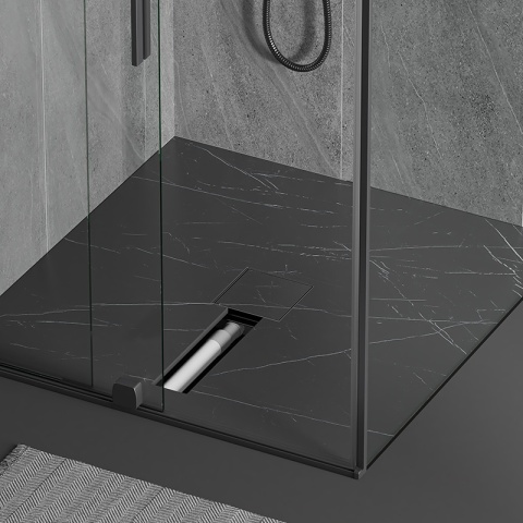 ODPŁYW LINIOWY KWADRATOWY 15x15 CM CZARNY WYSOKA PRZEPUSTOWOŚĆ DL06 FIX