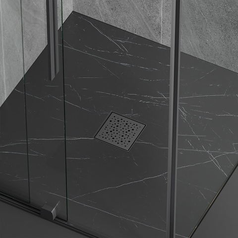 ODPŁYW LINIOWY KWADRATOWY 15x15 CM CZARNY WYSOKA PRZEPUSTOWOŚĆ DL06 WAVE