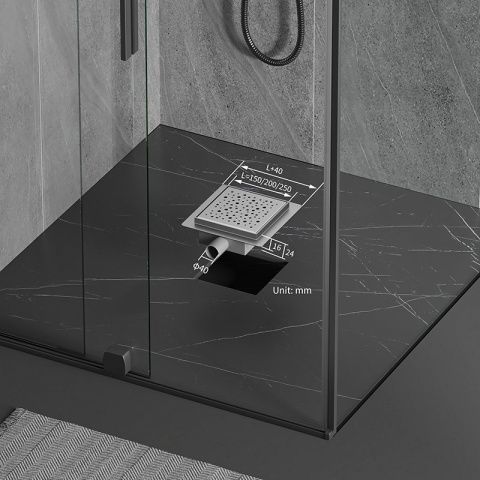 ODPŁYW LINIOWY KWADRATOWY 15x15 CM INOX WYSOKA PRZEPUSTOWOŚĆ DL06 CIRCLE