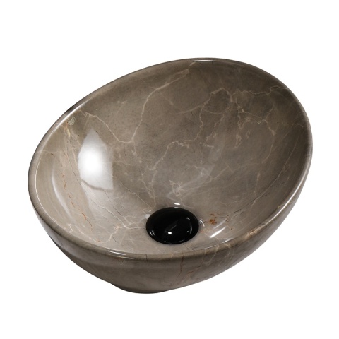 UMYWALKA NABLATOWA CERAMICZNA MARMUROWA OWALNA LUMO-MAR8-405 BEŻOWY POŁYSK 33x45 CM