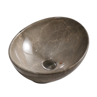 UMYWALKA NABLATOWA CERAMICZNA MARMUROWA OWALNA LUMO-MAR8-405 BEŻOWY POŁYSK 33x45 CM