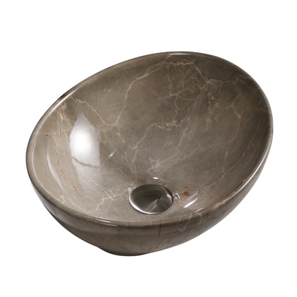 UMYWALKA NABLATOWA CERAMICZNA MARMUROWA OWALNA LUMO-MAR8-405 BEŻOWY POŁYSK 33x45 CM