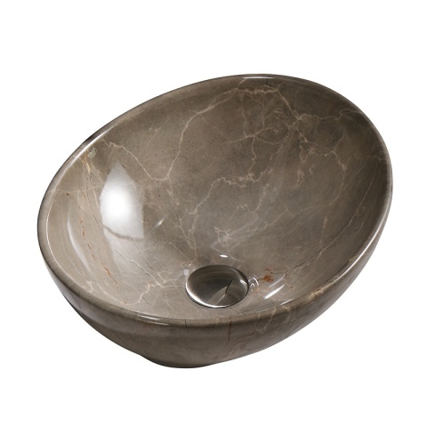 UMYWALKA NABLATOWA CERAMICZNA MARMUROWA OWALNA LUMO-MAR8-405 BEŻOWY POŁYSK 33x45 CM