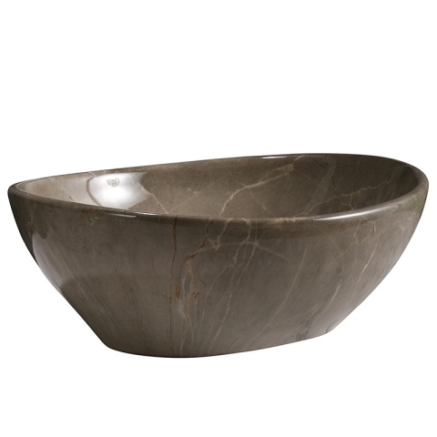 UMYWALKA NABLATOWA CERAMICZNA MARMUROWA OWALNA LUMO-MAR8-405 BEŻOWY POŁYSK 33x45 CM