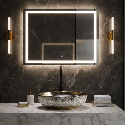 UMYWALKA NABLATOWA CERAMICZNA OWALNA KINI-WH-MOD6-500 BIAŁA ZŁOTA 50x37 CM