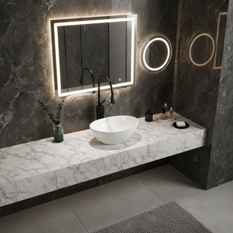 UMYWALKA NABLATOWA CERAMICZNA OWALNA LUMO-WH-405 BIAŁY POŁYSK 40x33 CM