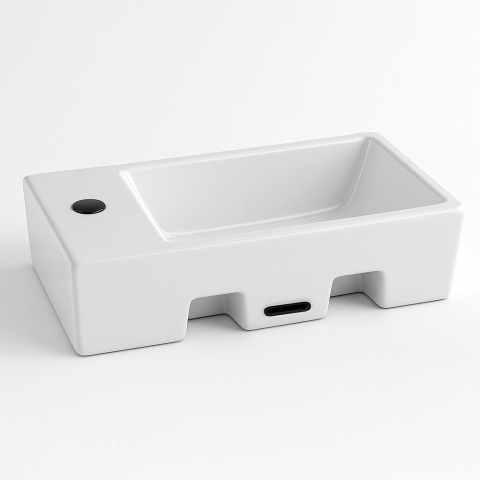 UMYWALKA NABLATOWA WISZĄCA CERAMICZNA PROSTOKĄTNA LUCY-WH-405 BIAŁY POŁYSK 40x20 CM